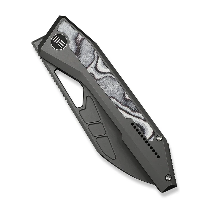 WE KNIFE Inceptus Gray Titanium Handle With White & Black G10 Inlay