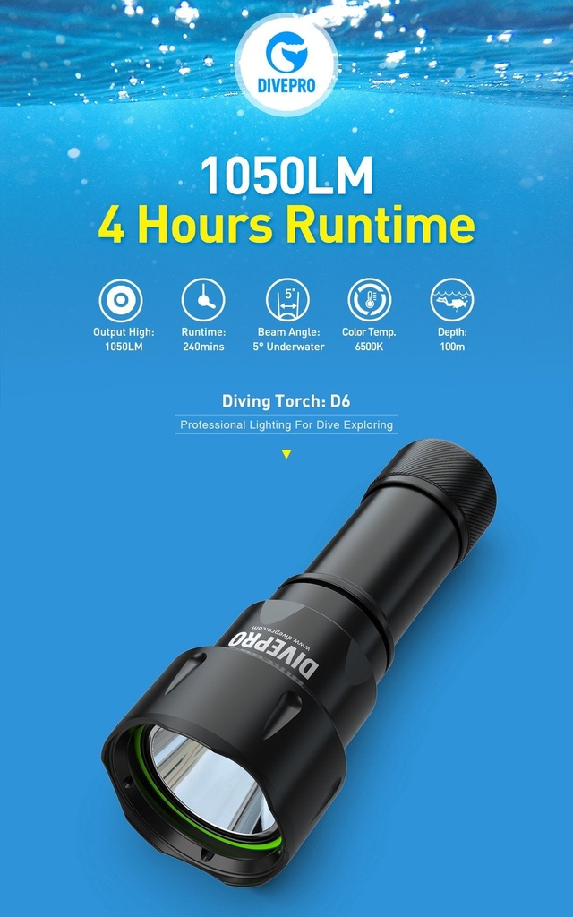 Divepro D6-2020 1050Lumens