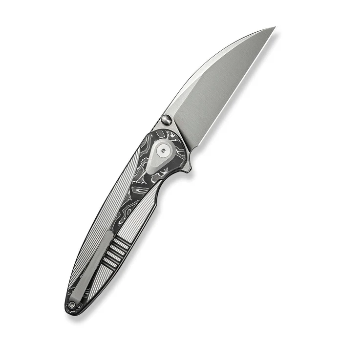 WE KNIFE Zenthra Grey Titanium With Aluminum Foil Carbon Fiber Inley