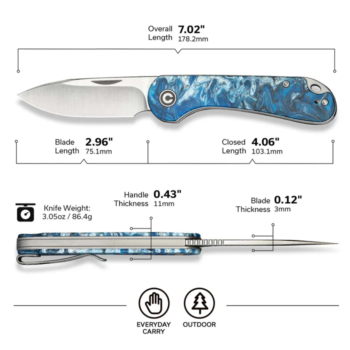 CIVIVI Elementum Slip Joint Knife Resin Handle