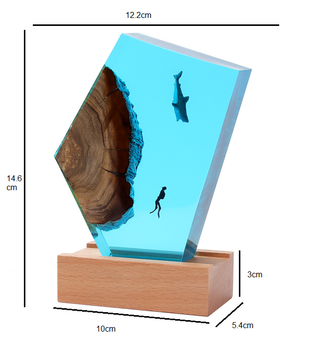 Resin LED Light Set Turtle with Diver