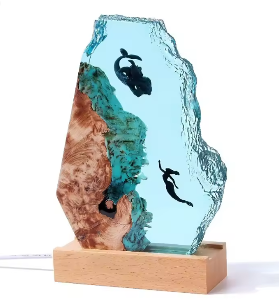 Resin LED Light Set Mermaid, jellyfish turtle