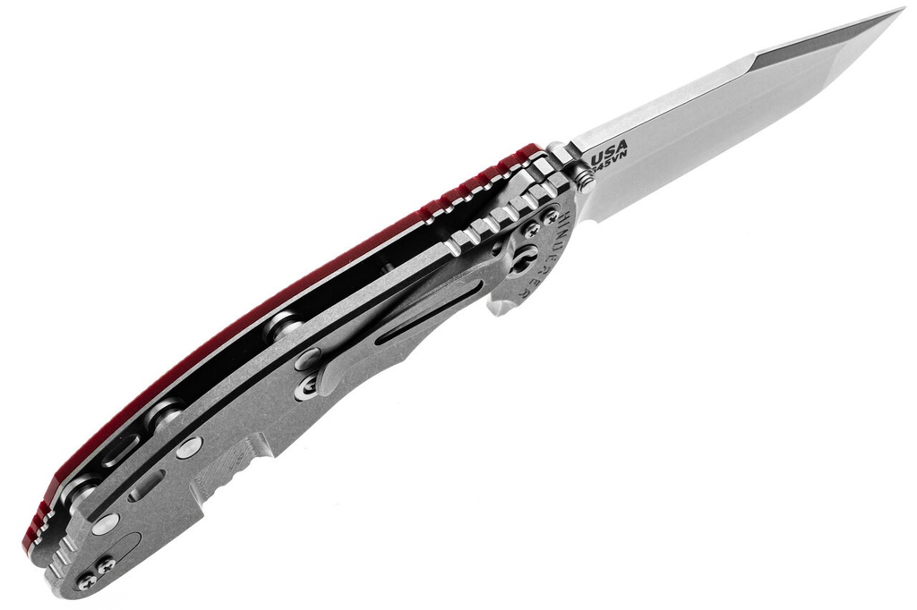 Hinderer XM-24 Harpoon Spanto S45VN - Stonewashed Titanium & Blade - Red G-10