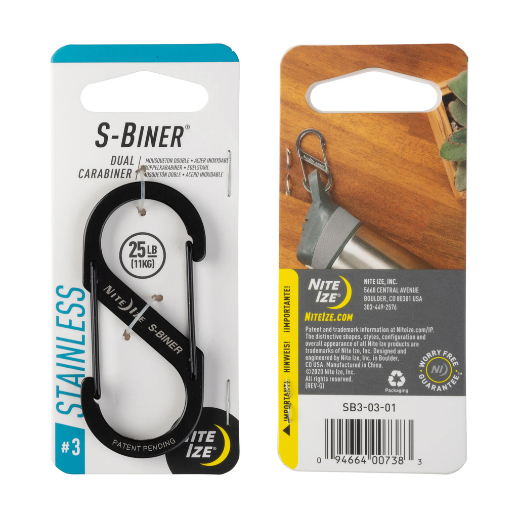 Nite Ize  S-Biner® Stainless Steel Dual Carabiner #3 (Black)