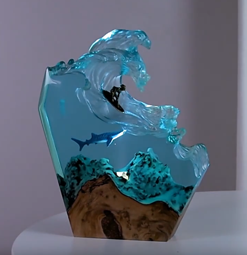Resin LED Light Set Whale Surfer Jellyfish Night Light Home - Small