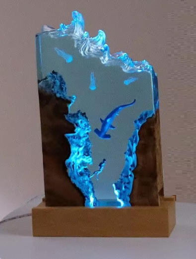Resin LED Light Set Shark Hammerhead Large